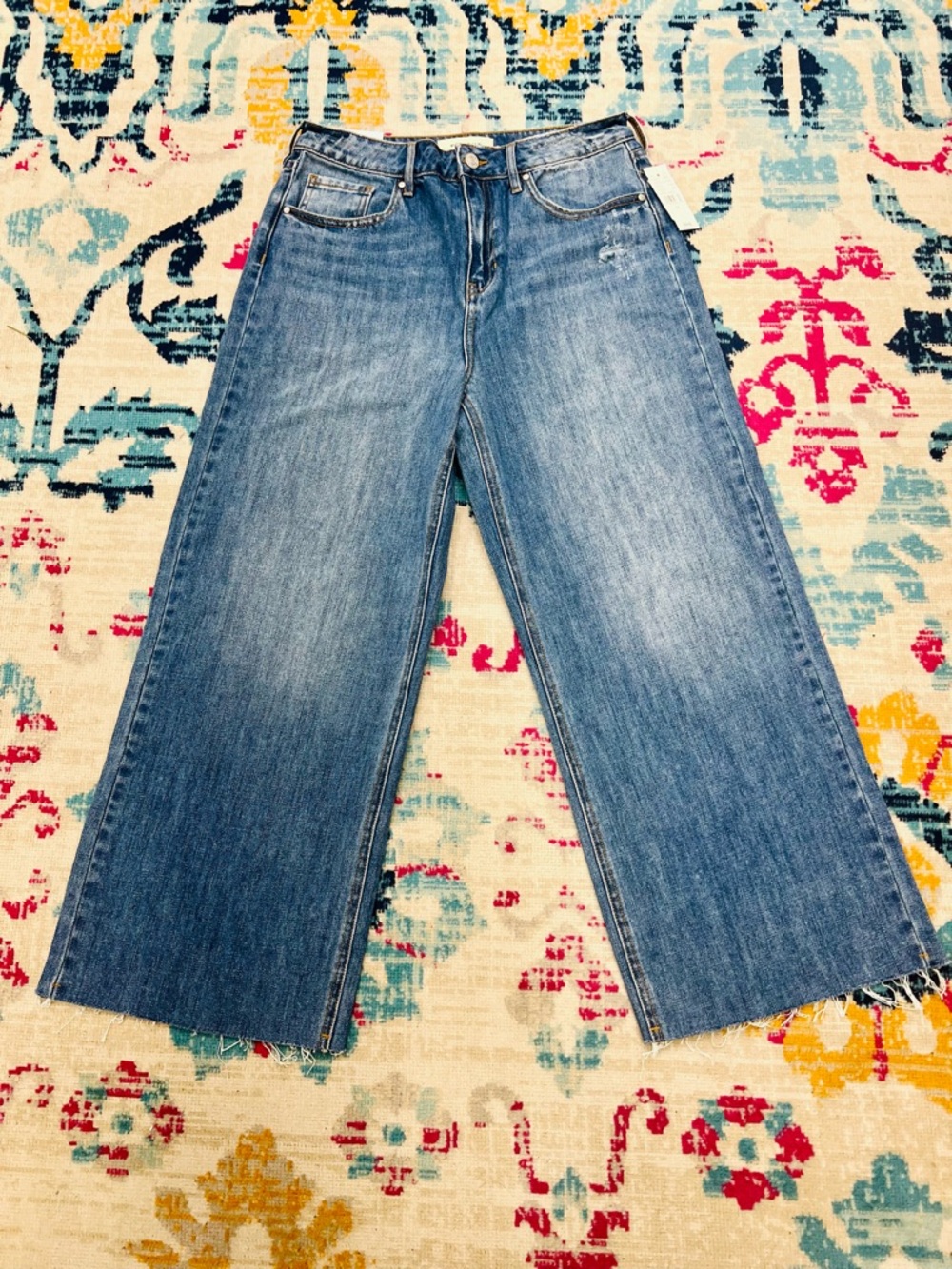 NWT PacSun Women's High-Rise,
Raw Hem, Wide-Leg Light Blue Jeans- size 28